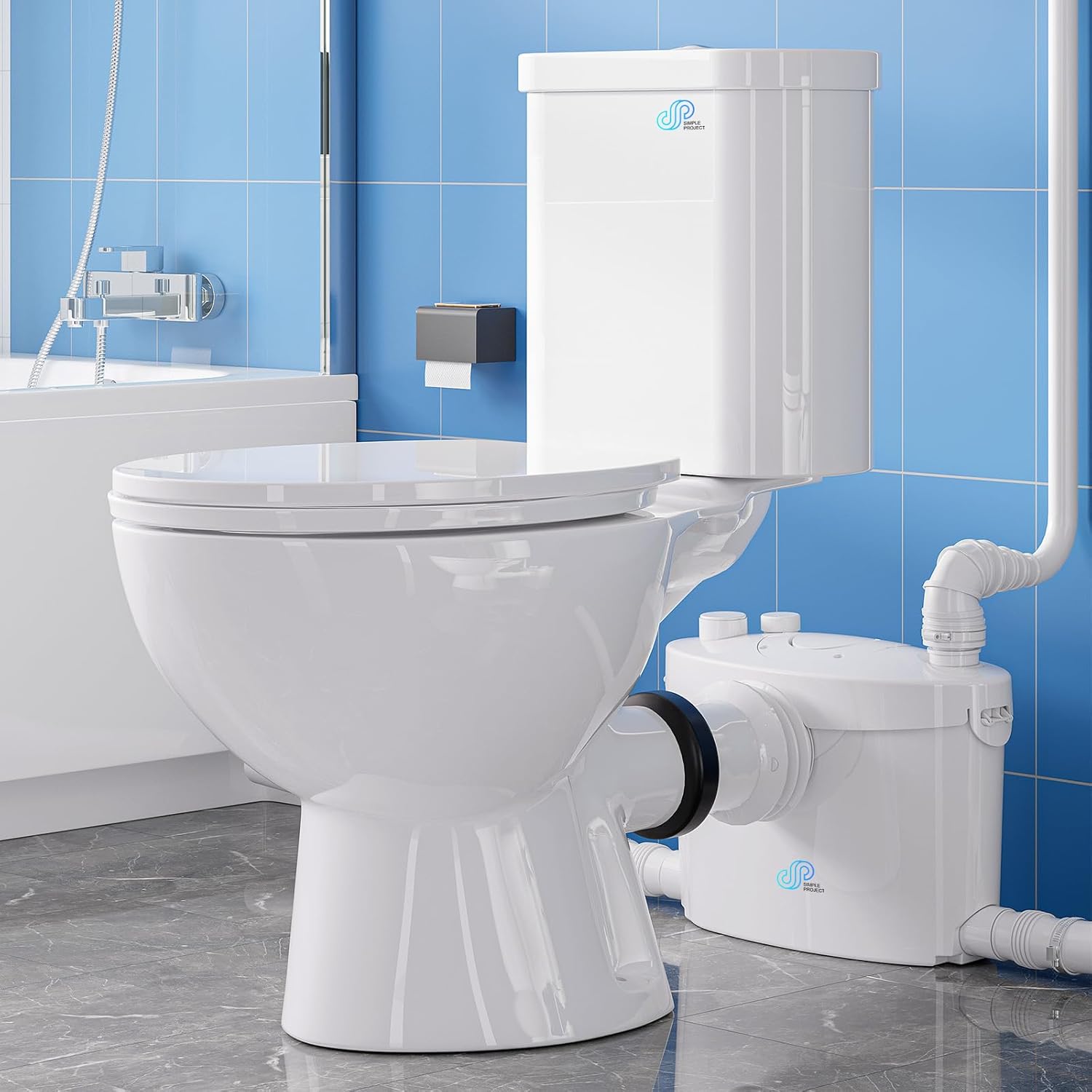 Commercial macerating toilet