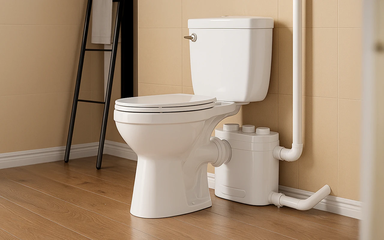 Macerating toilet installation completed